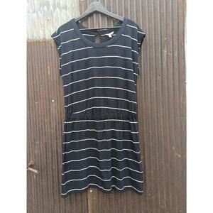 Banana Republic Knit Dress Petite Large Navy White Stripe Nautical Quiet Luxury‎